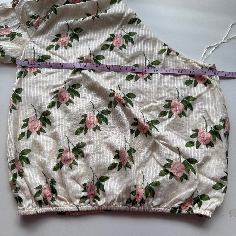 Cami NYC Womens Lenore Rose Silk Blend Asymmetrical Ruched Puff Sleeve Blouse - Picture 9 of 11